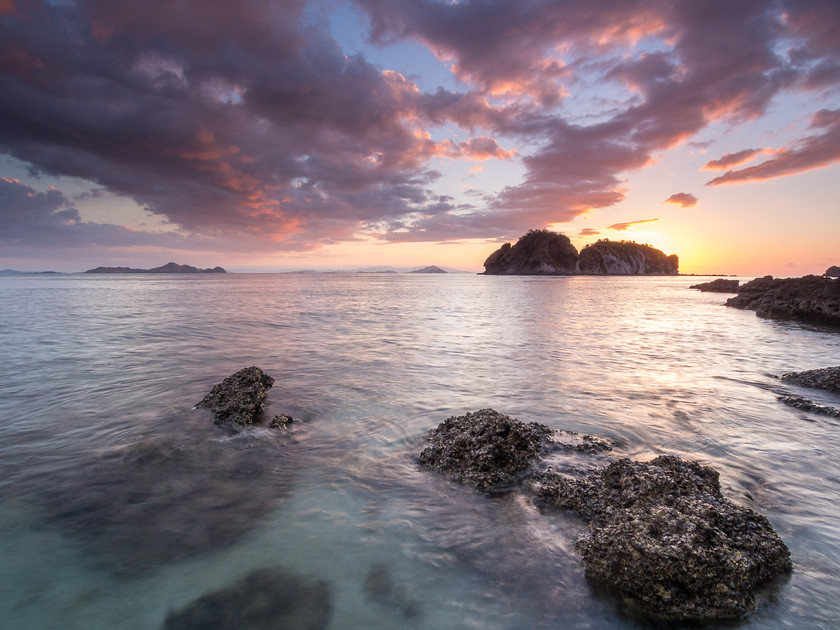 Komodo National Park Sunset 
 Sunset, Komodo National Park 
 Keywords: Indonesia, Islands, Komodo National Park, beach, coast, landscapes, sea, seascapes, shore, sunset, travel