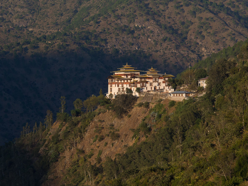 Trashigang Dzong at Sunset 
 Keywords: Bhutan, Eastern Bhutan, Olympus, Phong Me, countryside, rural