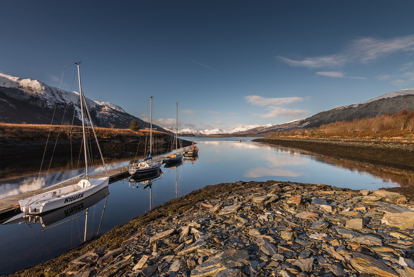 Prows to the West, Loch Leven 
 Keywords: Ballachulish, Glencoe, Highlands, Loch Leven, Scotland, West Highlands, boats, landscapes, mountains, snow, winter