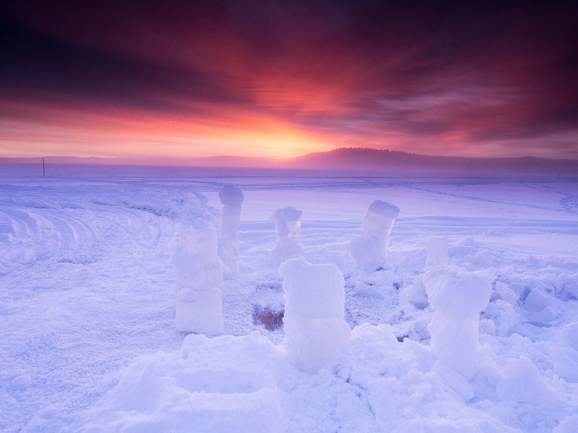 P2110465 
 Ice Blocks, Lake Menesjarvi 
 Keywords: Europe, Finland, Lapland, Menesjarvi, Sub-Arctic, dusk, ice, ice sculpture, lake, landscapes, snow, sunset, travel, winter