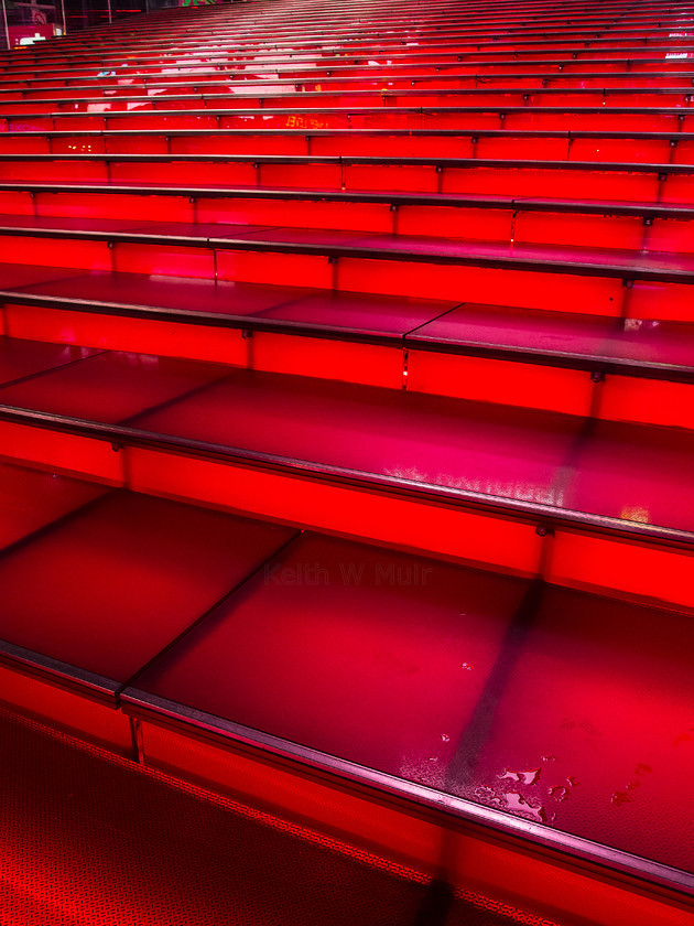 PB201489 
 Red Steps, Times Square, NYC 
 Keywords: America, Autumn, NYC, New York, New York City, Olympus, Times Square, USA, United States, XZ-1, cities, city, dawn, morning, neon, neon signs