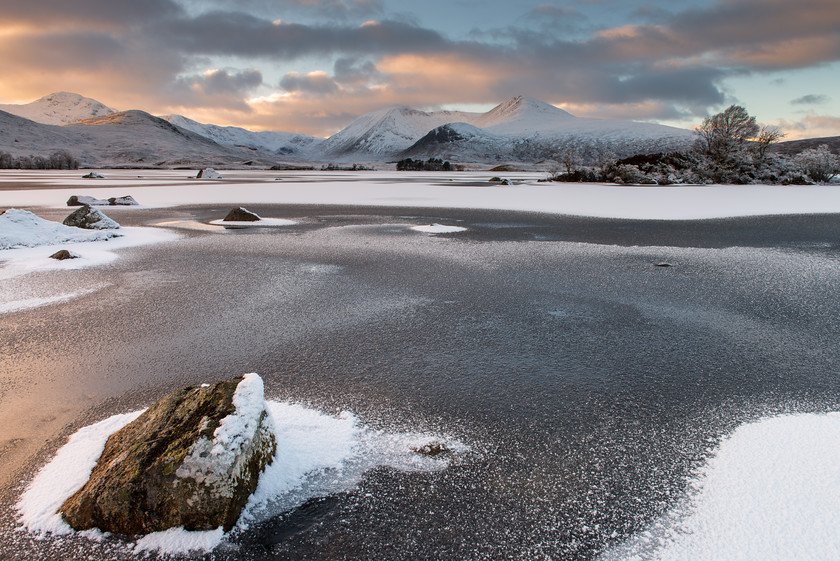 DSC 7004 
 Keywords: Highlands, Lochan Nah'Achlaise, Rannoch Moor, Scotland, West Highlands, landscapes, lochs, snow, sunset, winter