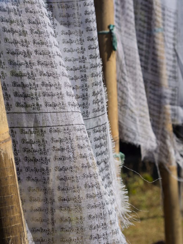 Prayer Flags 
 Keywords: Bhutan, Buddhism, E-M5, Eastern Bhutan, Olympus, Phong Me, countryside, prayer flags, rural