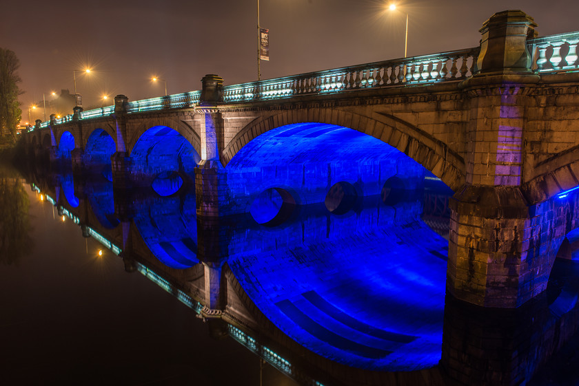 DSC 6331 
 Blue Bridge, Glasgow 
 Keywords: Clyde, Glasgow, River Clyde, Scotland, bridge, landscapes, long exposure, night, night photography, reflections, river