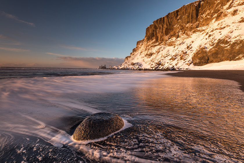 Morning Light Reflections, Vik 
 Early Light, Vik Beach 
 Keywords: Iceland, Vik, beach, coast, landscapes, shore, winter