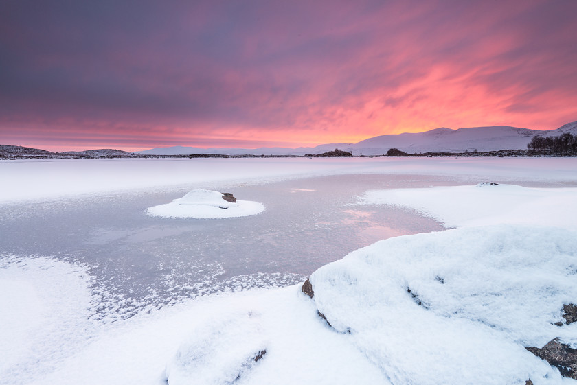 Dawn Over Loch Ba 
 www.keithmuirphoto.co.uk 
 Keywords: Highlands, Loch Ba, Rannoch Moor, Scotland, West Highlands, dawn, landscapes, snow, sunrise, winter