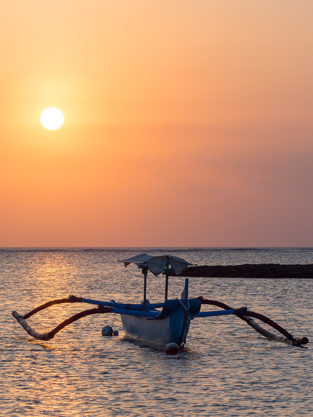 Sunset Boat, Kuta 
 Traditional boat at sunset, Kuta Beach, Bali 
 Keywords: Bali, Indonesia, Kuta, beach, boat, coast, landscapes, sea, seascapes, shore, sunset, travel