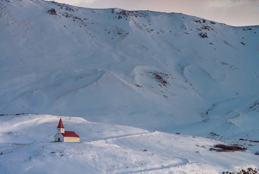 DSC 7704 
 www.keithmuirphoto.co.uk 
 Keywords: Iceland, Vik, buildings, church, landscapes, winter