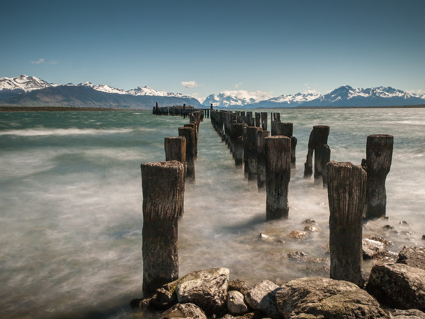 PA155632 
 Puerto Natales, Patagonia 
 Keywords: Chile, Chilre, Patagonia, Puerto Natales, South America, Torres del Paine, coast, landscapes, piers, seascapes, shore, travel, waves