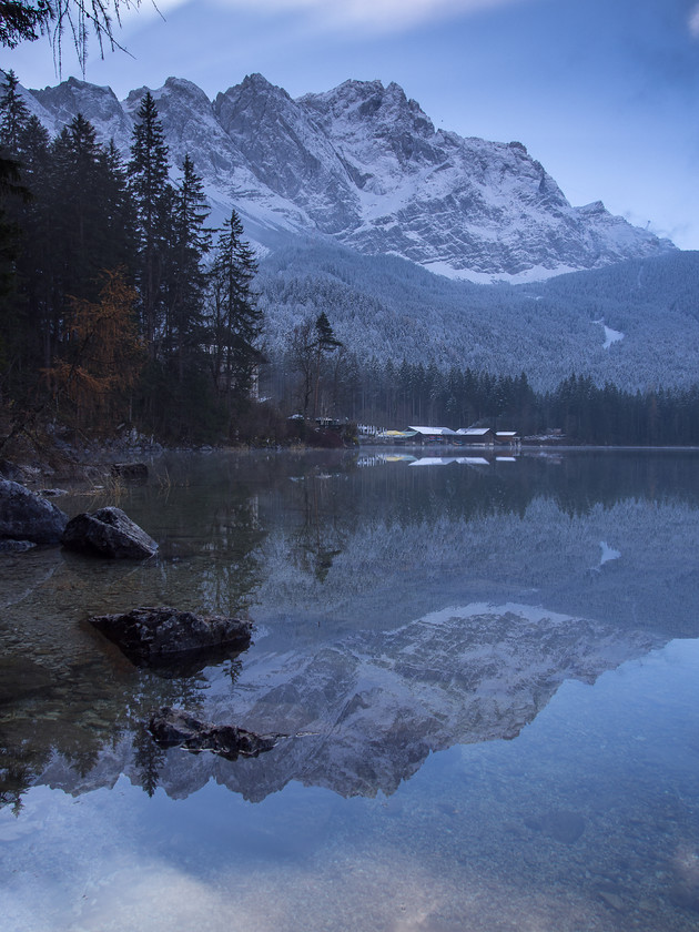 PB220646 
 Zugspitze Reflection 
 Keywords: Bavaria, Bayern, Eibsee, Europe, Germany, lakes, landscapes, mountains, snow, travel