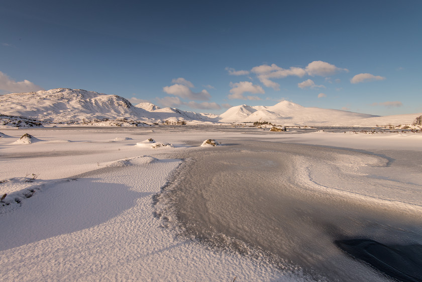 Frozen Edge, Lochan Nah Achlaise 
 Keywords: Black Mount, Glencoe, Highlands, Lochan Nah'Achlaise, Scotland, West Highlands, frozen, landscapes, lochs, mountains, snow, winter