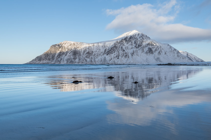 DSC2249-HDR 
 www.keithmuirphoto.co.uk 
 Keywords: Arctic, D850, Flakstad, Lofoten, Norway, Skagsanden, WPH, Wild Photography Holidays, beach, coast, cold, landscapes, mountains, sea, shore, snow, travel, winter