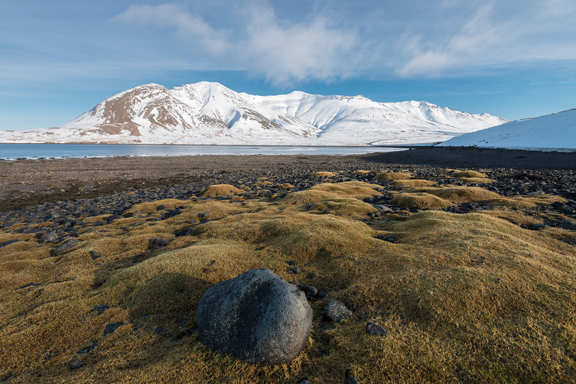 DSC1700 
 www.keithmuirphoto.co.uk 
 Keywords: Bjarnarhöfn, Iceland, landscapes, mountains, shore, snow, travel, winter