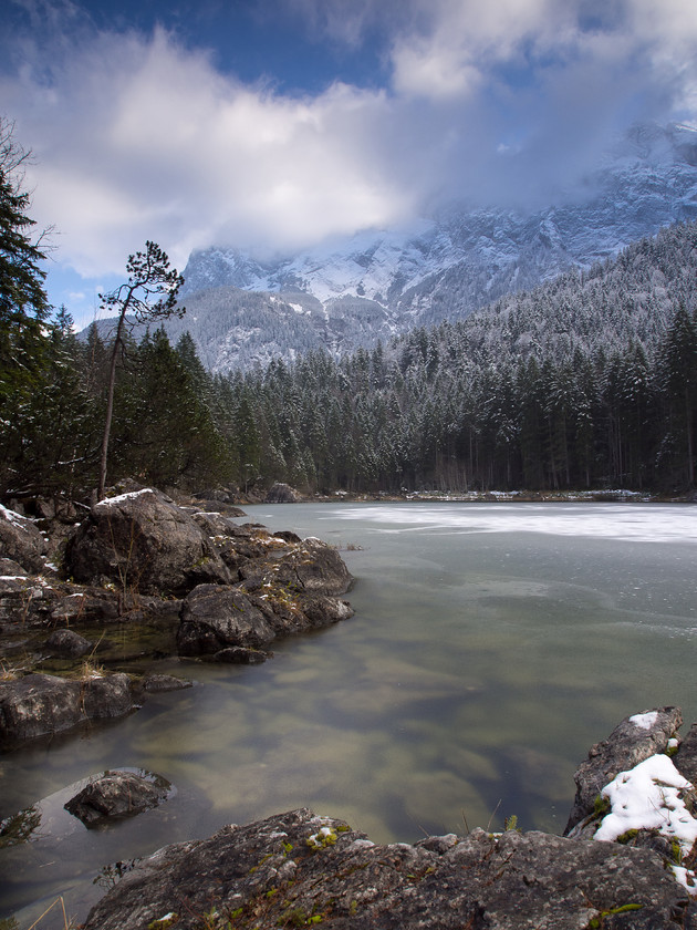 PB220695 
 Keywords: Bavaria, Bayern, Eibsee, Europe, Frillensee, Germany, lakes, landscapes, mountains, snow, travel