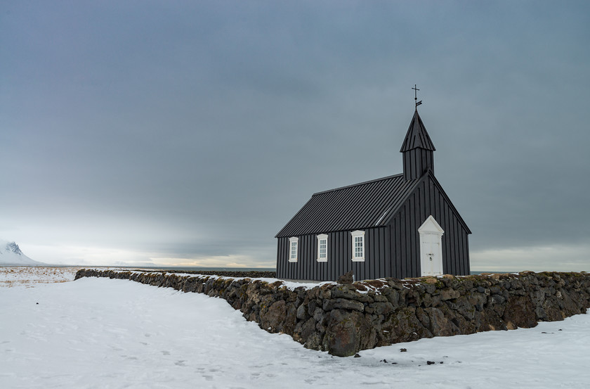 DSC1471 
 www.keithmuirphoto.co.uk 
 Keywords: Budir, Búðakirkja, Iceland, Snaefellsnes, architecture, buildings, church, landscapes, north west, snow, travel